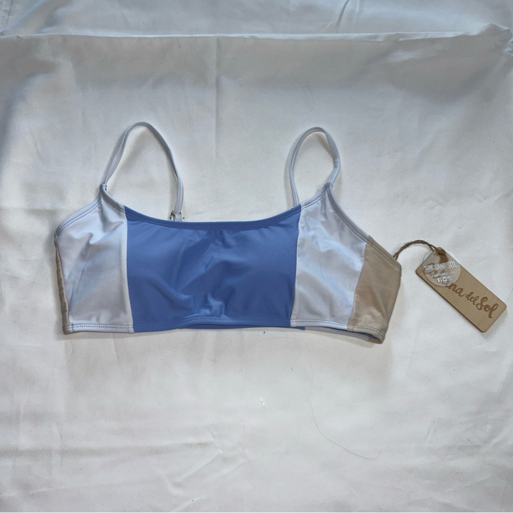 Cabana del Sol Color Block Bikini Top W/Adjustable Straps Sz Lg-NWT